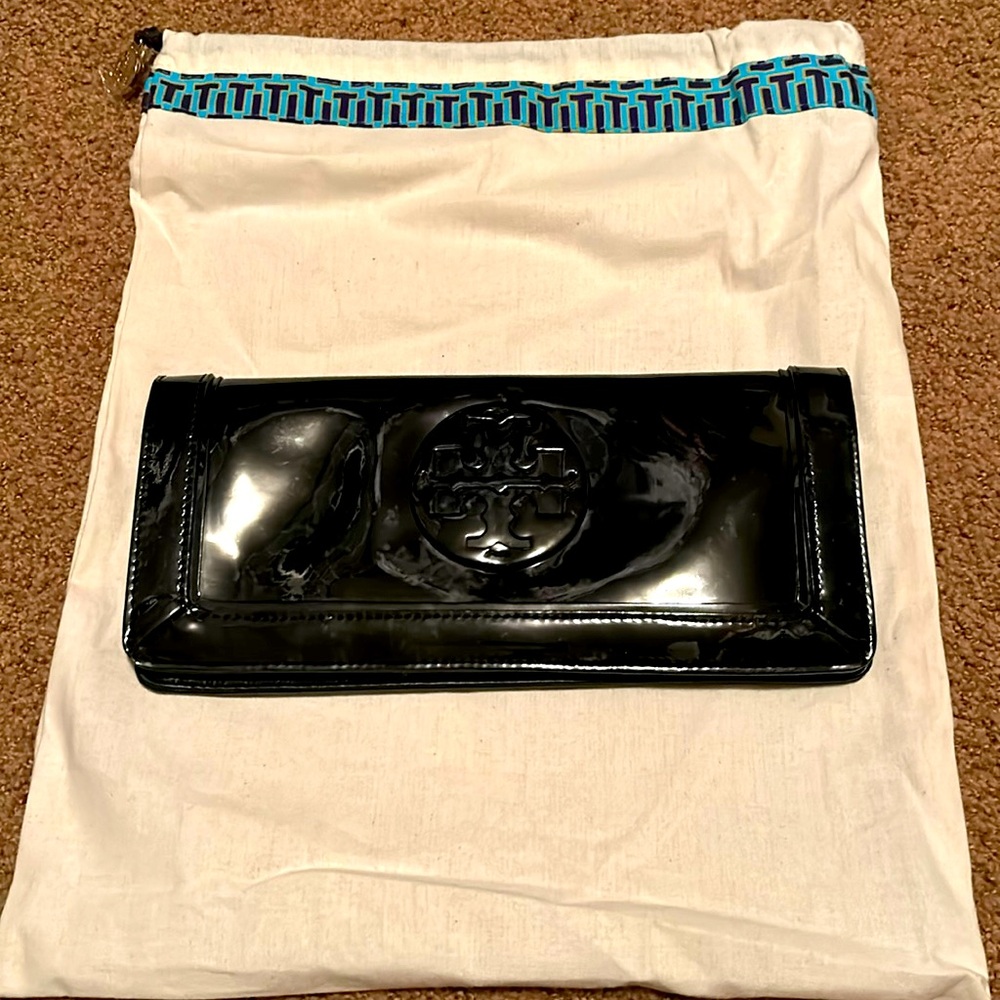 Tory Burch Wallet clutch, black patent.